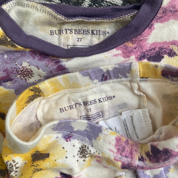 Burts Bees girls floral pajamas 100% cotton size 2T spring - Picture 3 of 5